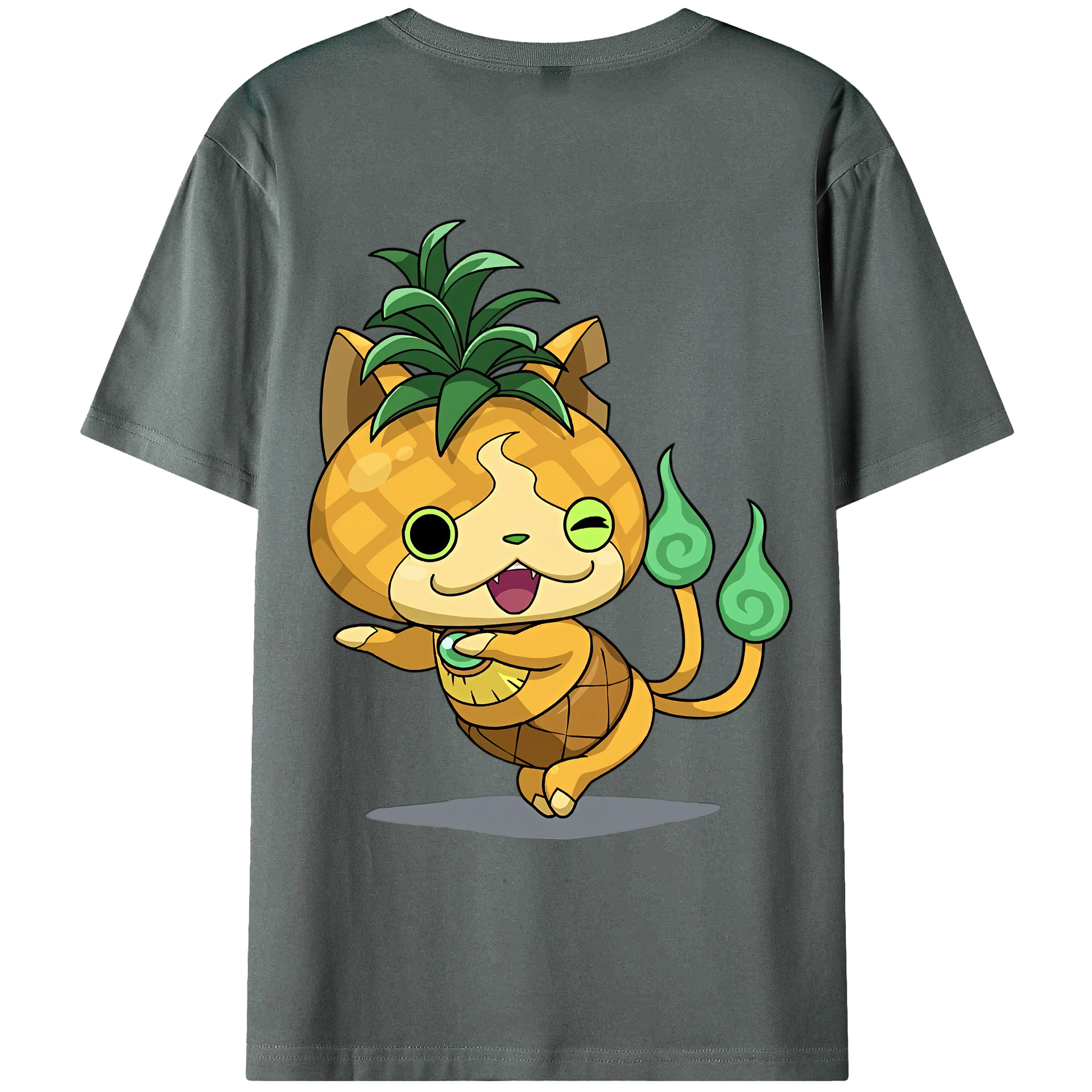（画像用） 妖怪ウォッチ Yo-kai Watch 綿100％ メンズ半袖Tシャツ（バックプリント） 通気性